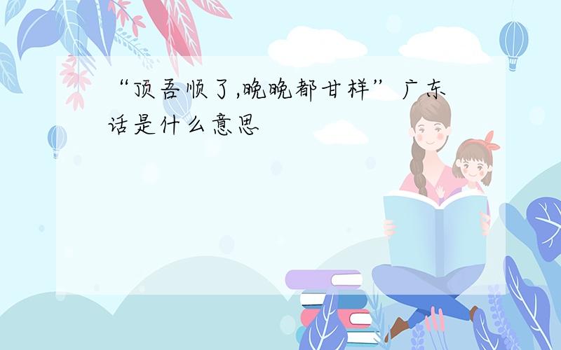 “顶吾顺了,晚晚都甘样”广东话是什么意思