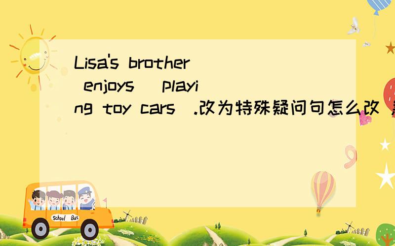 Lisa's brother enjoys （playing toy cars）.改为特殊疑问句怎么改 急 急 急