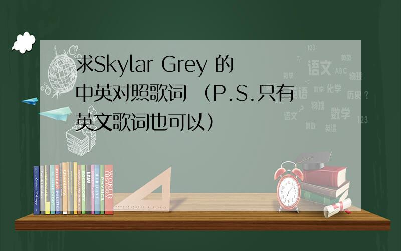 求Skylar Grey 的中英对照歌词 （P.S.只有英文歌词也可以）