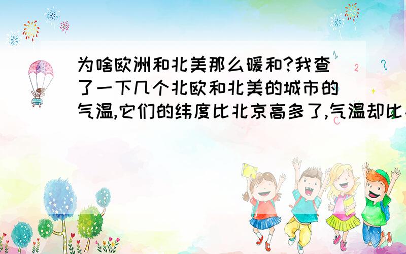 为啥欧洲和北美那么暖和?我查了一下几个北欧和北美的城市的气温,它们的纬度比北京高多了,气温却比北京还要高,这是为什么呢?是今年的特殊情况,还是往年都这样?