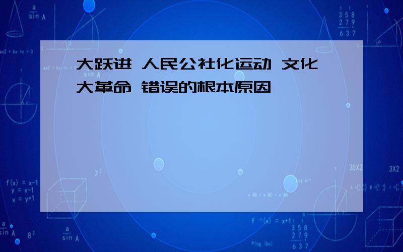 大跃进 人民公社化运动 文化大革命 错误的根本原因