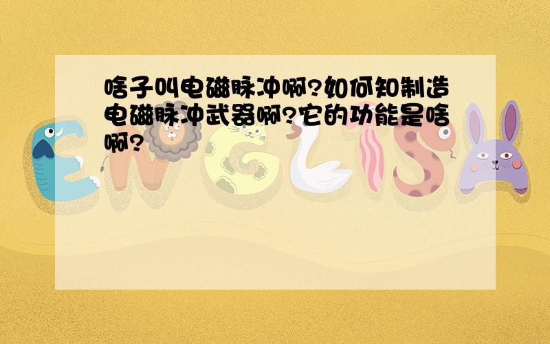 啥子叫电磁脉冲啊?如何知制造电磁脉冲武器啊?它的功能是啥啊?