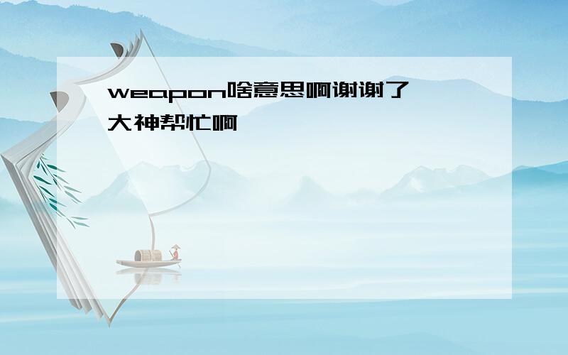 weapon啥意思啊谢谢了,大神帮忙啊