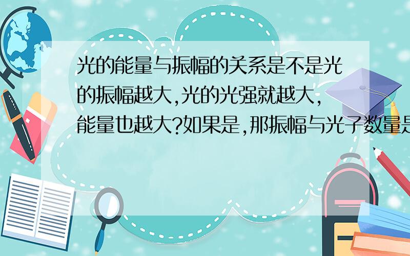 光的能量与振幅的关系是不是光的振幅越大,光的光强就越大,能量也越大?如果是,那振幅与光子数量是不是同时影响光强?