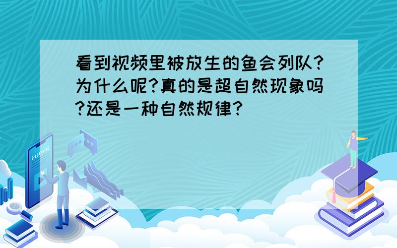 看到视频里被放生的鱼会列队?为什么呢?真的是超自然现象吗?还是一种自然规律?