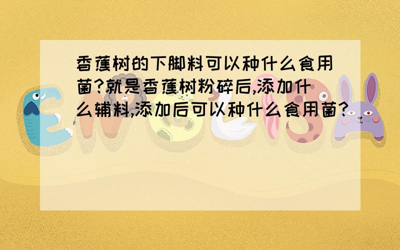 香蕉树的下脚料可以种什么食用菌?就是香蕉树粉碎后,添加什么辅料,添加后可以种什么食用菌?