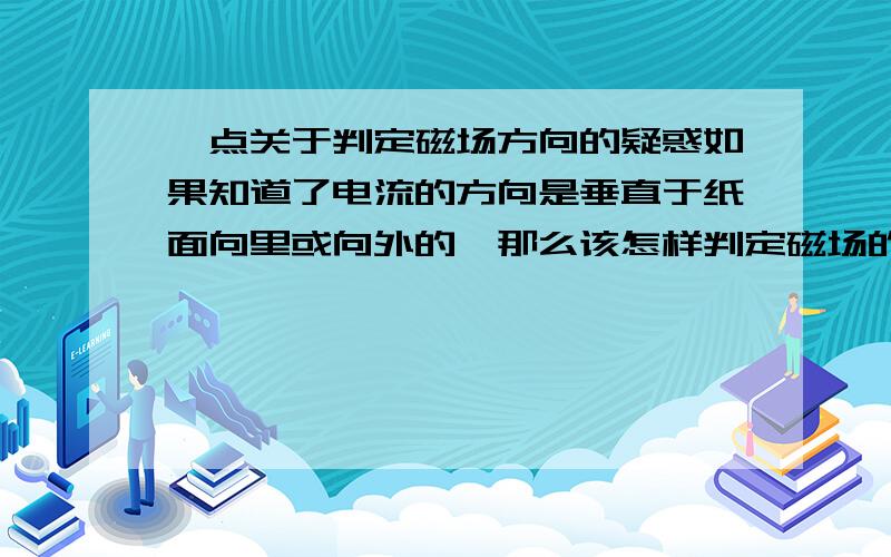 一点关于判定磁场方向的疑惑如果知道了电流的方向是垂直于纸面向里或向外的,那么该怎样判定磁场的方向?如果电流是沿着导线向上或向下的,又怎样判呢?请尽可能说得详细点!