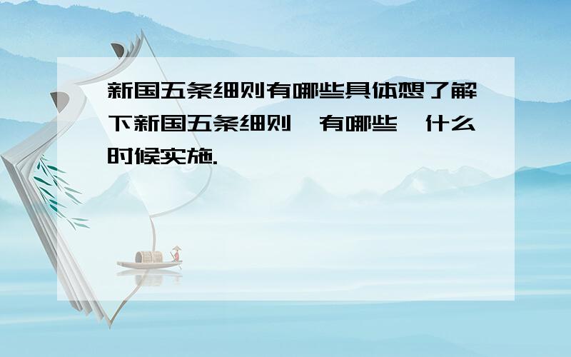 新国五条细则有哪些具体想了解下新国五条细则,有哪些,什么时候实施.