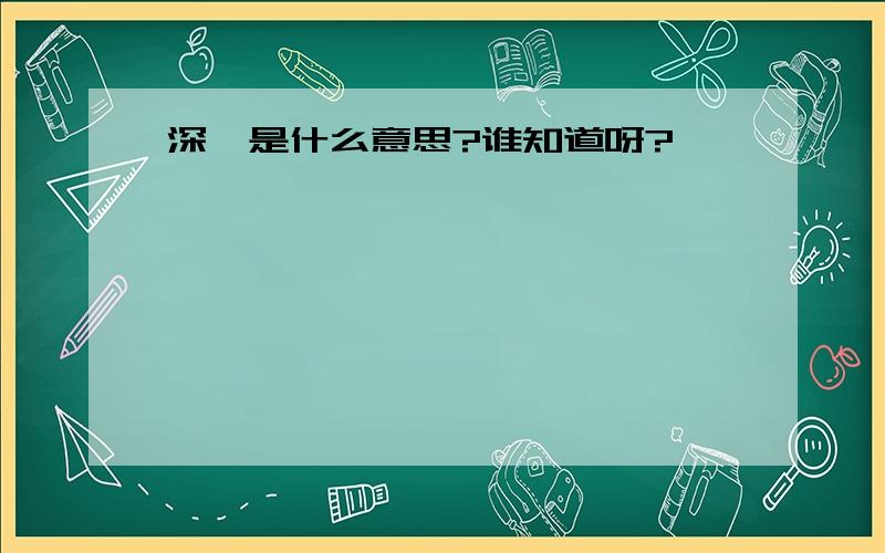 深谙是什么意思?谁知道呀?