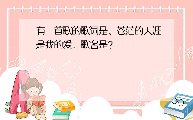 有一首歌的歌词是、苍茫的天涯是我的爱、歌名是?