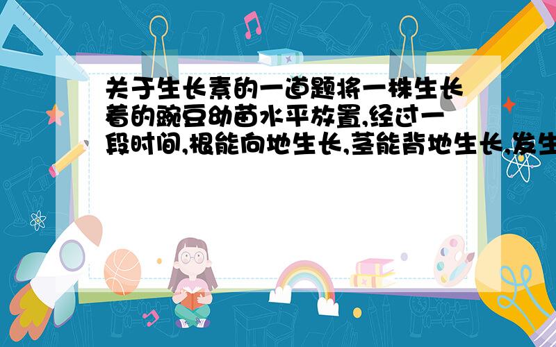 关于生长素的一道题将一株生长着的豌豆幼苗水平放置,经过一段时间,根能向地生长,茎能背地生长,发生这种现象的原因是（ ）①重力影响生长素分布不均 ②根近地一侧生长素的分布比背地