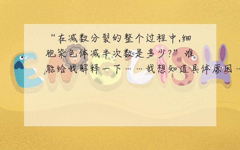 “在减数分裂的整个过程中,细胞染色体减半次数是多少?”谁能给我解释一下……我想知道具体原因……十分感谢……