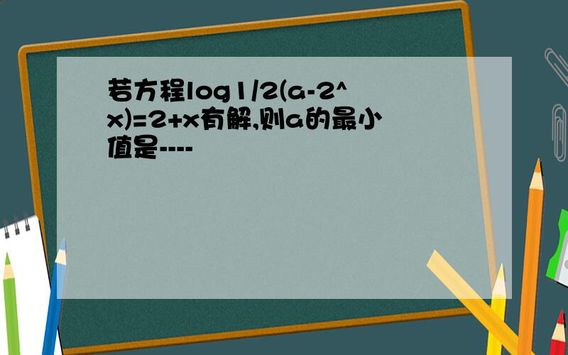 若方程log1/2(a-2^x)=2+x有解,则a的最小值是----