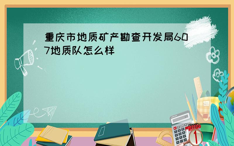 重庆市地质矿产勘查开发局607地质队怎么样