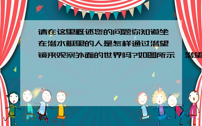 请在这里概述您的问题你知道坐在潜水艇里的人是怎样通过潜望镜来观察外面的世界吗?如图所示,潜望镜的两个镜子是互相平行的,光线经过镜子的反射,入射角等于反射角(角1=角2,角3=角4）,你