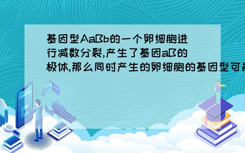 基因型AaBb的一个卵细胞进行减数分裂,产生了基因aB的极体,那么同时产生的卵细胞的基因型可能是?