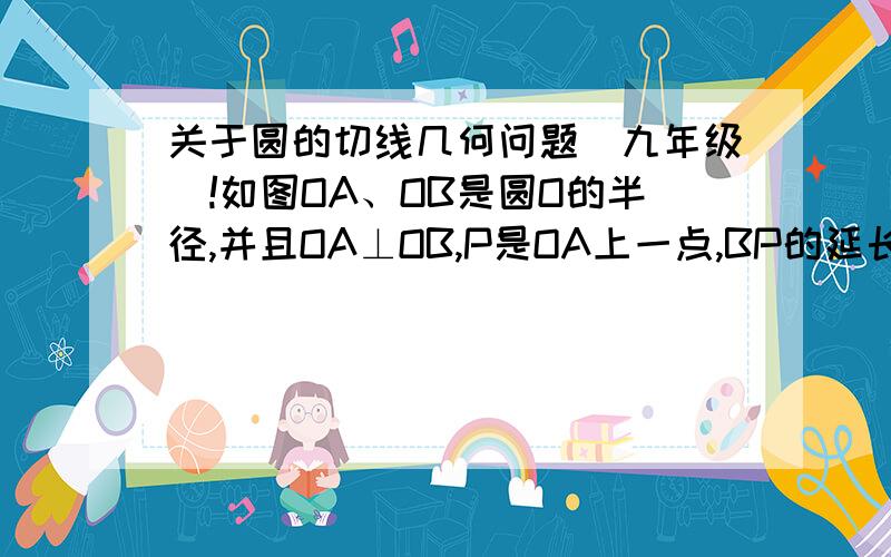 关于圆的切线几何问题（九年级）!如图OA、OB是圆O的半径,并且OA⊥OB,P是OA上一点,BP的延长线交圆O于Q,过Q点作圆O的切线,交OA的延长线于.求证：RQ=RP