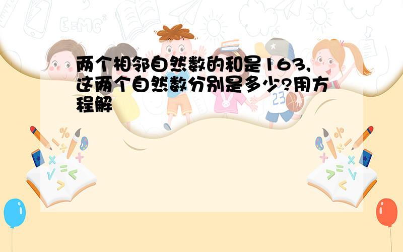 两个相邻自然数的和是163,这两个自然数分别是多少?用方程解