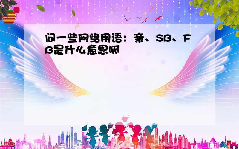 问一些网络用语：亲、SB、FB是什么意思啊