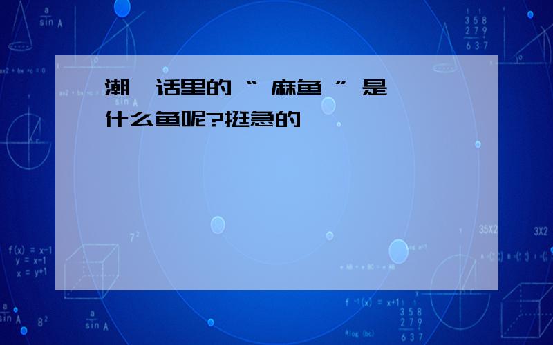 潮汕话里的 “ 麻鱼 ” 是什么鱼呢?挺急的,