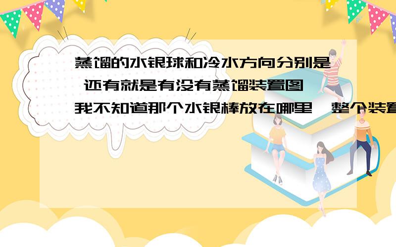 蒸馏的水银球和冷水方向分别是 还有就是有没有蒸馏装置图 我不知道那个水银棒放在哪里  整个装置是怎样的有图吗