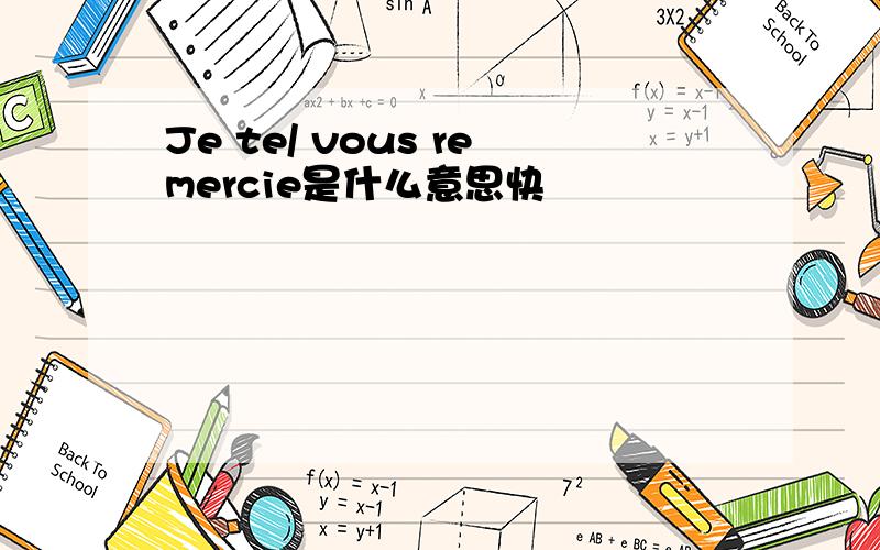 Je te/ vous remercie是什么意思快