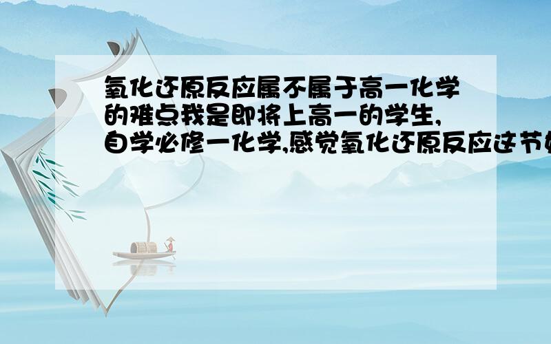 氧化还原反应属不属于高一化学的难点我是即将上高一的学生,自学必修一化学,感觉氧化还原反应这节好难啊!不知道是自己不行还是它就是个难点,请告诉我 谢谢