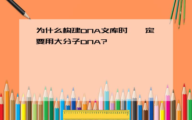 为什么构建DNA文库时,一定要用大分子DNA?