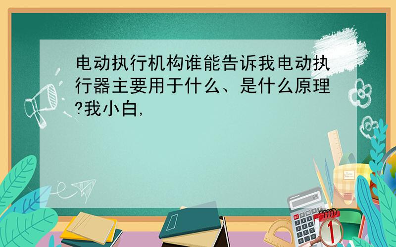 电动执行机构谁能告诉我电动执行器主要用于什么、是什么原理?我小白,