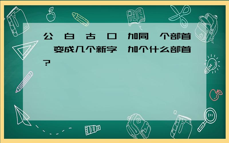 公,白,古,口,加同一个部首,变成几个新字,加个什么部首?