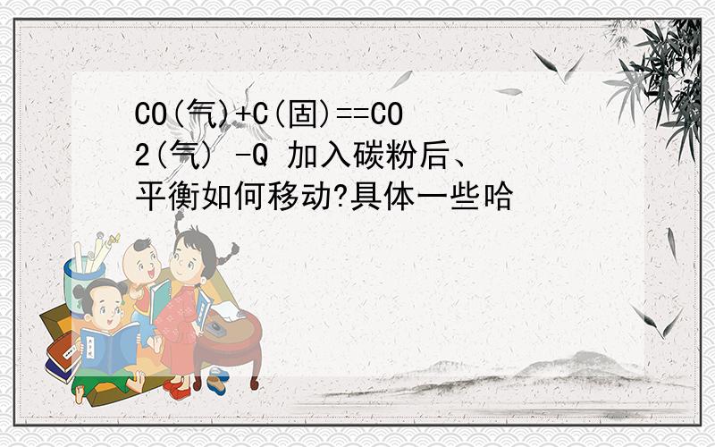 CO(气)+C(固)==CO2(气) -Q 加入碳粉后、平衡如何移动?具体一些哈