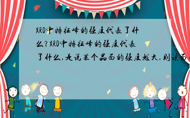 XRD中特征峰的强度代表了什么?XRD中特征峰的强度代表了什么,是说某个晶面的强度越大,则该面暴露的就越多,还是代表其它的意义?