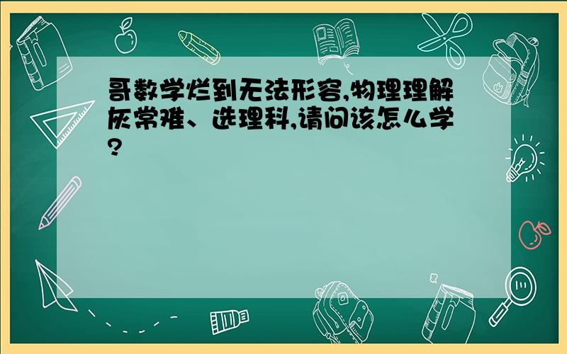 哥数学烂到无法形容,物理理解灰常难、选理科,请问该怎么学?