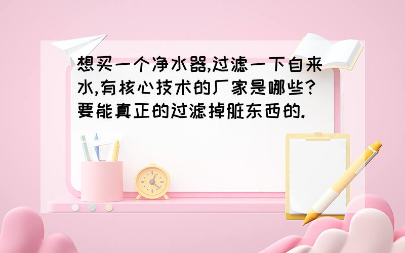 想买一个净水器,过滤一下自来水,有核心技术的厂家是哪些?要能真正的过滤掉脏东西的.