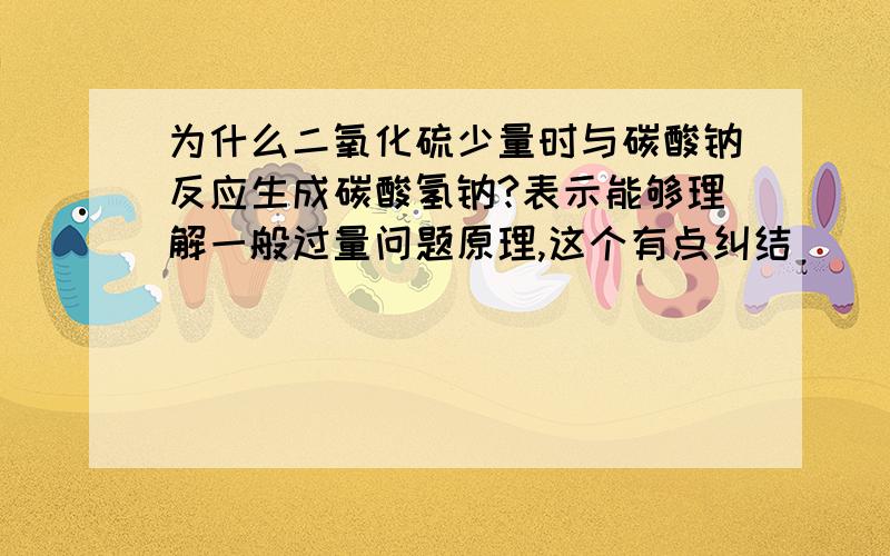 为什么二氧化硫少量时与碳酸钠反应生成碳酸氢钠?表示能够理解一般过量问题原理,这个有点纠结