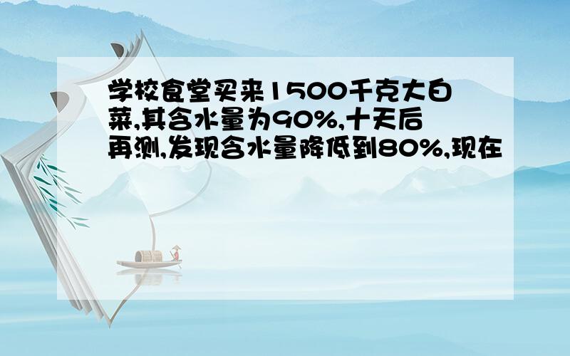 学校食堂买来1500千克大白菜,其含水量为90%,十天后再测,发现含水量降低到80%,现在