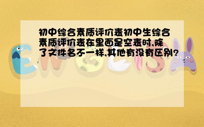 初中综合素质评价表初中生综合素质评价表在里面是空表时,除了文件名不一样,其他有没有区别?