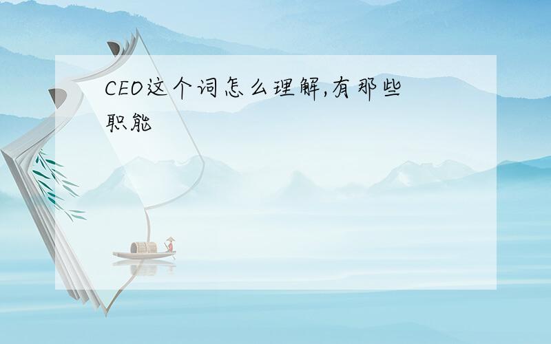 CEO这个词怎么理解,有那些职能