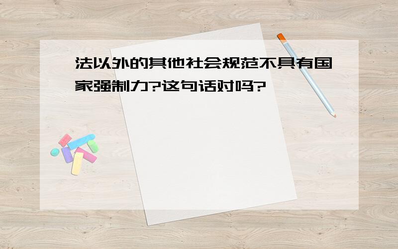 法以外的其他社会规范不具有国家强制力?这句话对吗?