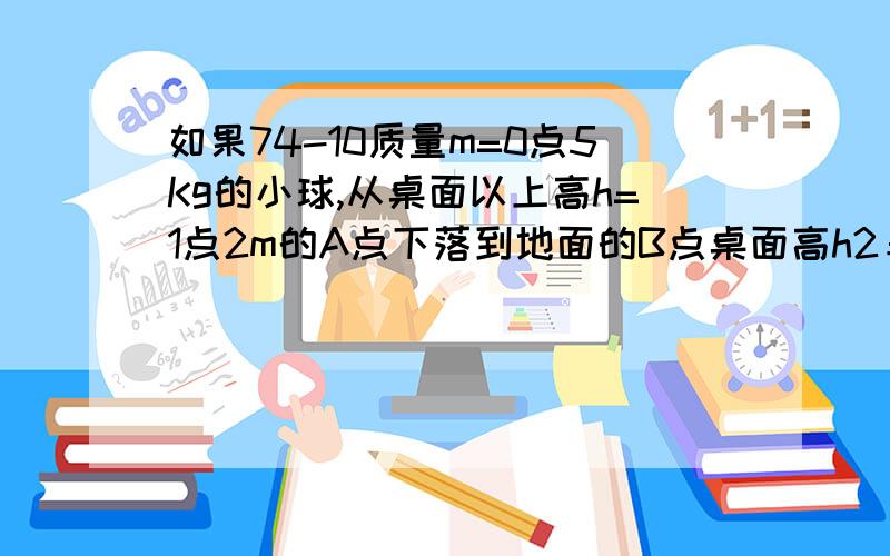 如果74-10质量m=0点5Kg的小球,从桌面以上高h=1点2m的A点下落到地面的B点桌面高h2＝0点8m问题:1在表格的空白处按要求填入数据所选择的参考平面 (桌面和地面)     小球在A点重力势能   小球B点的