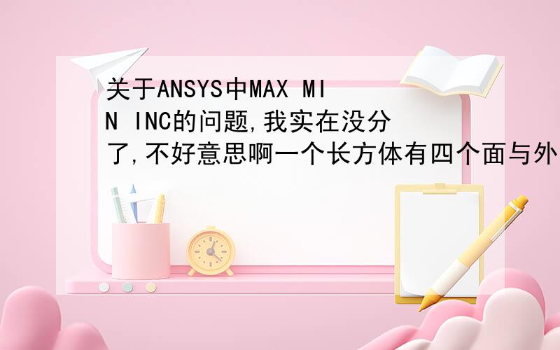 关于ANSYS中MAX MIN INC的问题,我实在没分了,不好意思啊一个长方体有四个面与外界对流,书上的做法是：main menu>solution>define loads>apply>thermal>convection>on areas ,选择min max inc,输入1后按回车,输入2,6,2