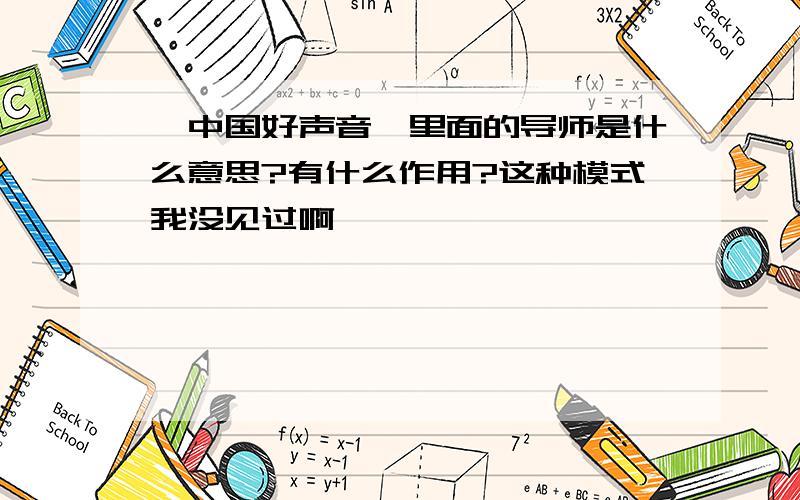 《中国好声音》里面的导师是什么意思?有什么作用?这种模式我没见过啊,