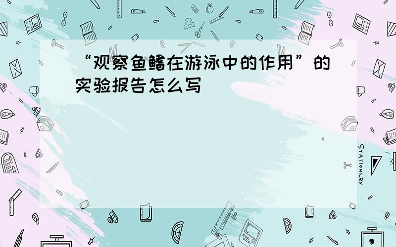 “观察鱼鳍在游泳中的作用”的实验报告怎么写