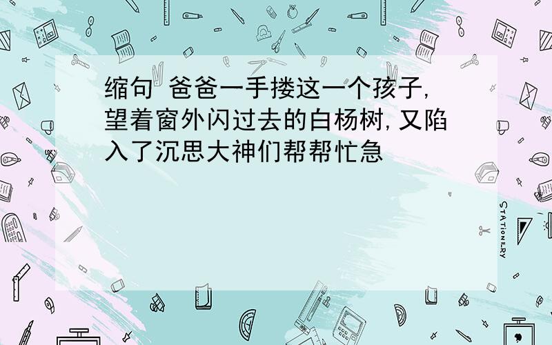 缩句 爸爸一手搂这一个孩子,望着窗外闪过去的白杨树,又陷入了沉思大神们帮帮忙急