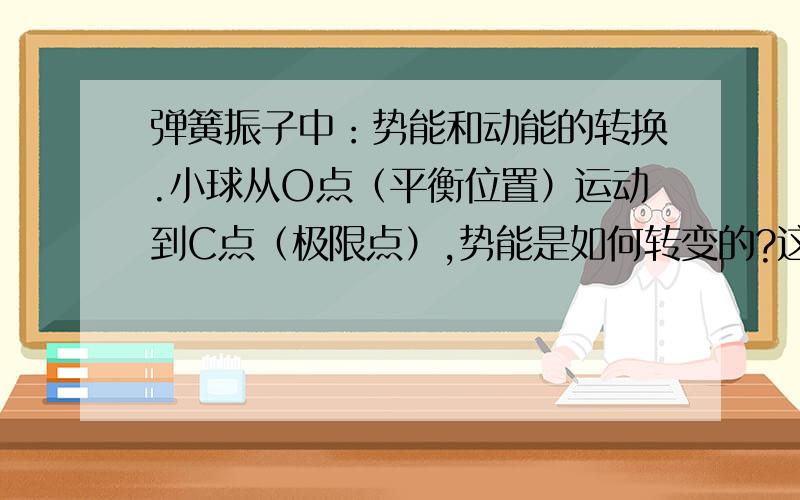 弹簧振子中：势能和动能的转换.小球从O点（平衡位置）运动到C点（极限点）,势能是如何转变的?这里的指的是哪种势能?如果是重力势能,是不应该变的啊,定义是什么?