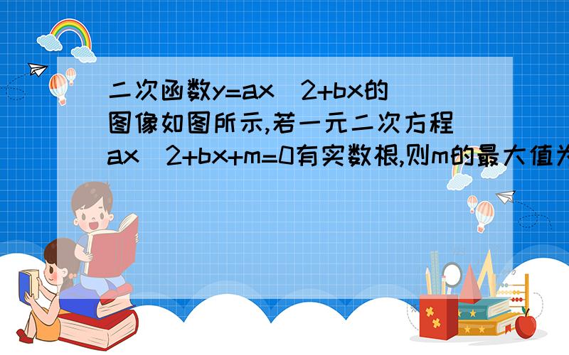 二次函数y=ax^2+bx的图像如图所示,若一元二次方程ax^2+bx+m=0有实数根,则m的最大值为 泰安中考题