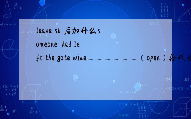 leave sb 后加什么someone  had left the gate wide______（open）给我理由