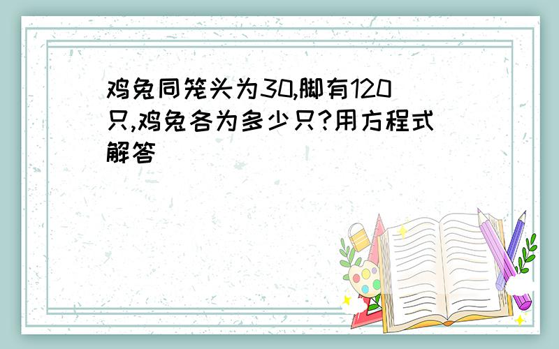 鸡兔同笼头为30,脚有120只,鸡兔各为多少只?用方程式解答