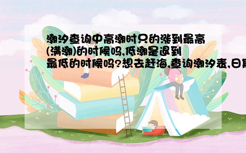 潮汐查询中高潮时只的涨到最高(满潮)的时候吗,低潮是退到最低的时候吗?想去赶海,查询潮汐表,日期是2013.7.1日烟台海阳市,上面显示22:18分潮高83是一天中最低的,是不是说这个时间是潮水退