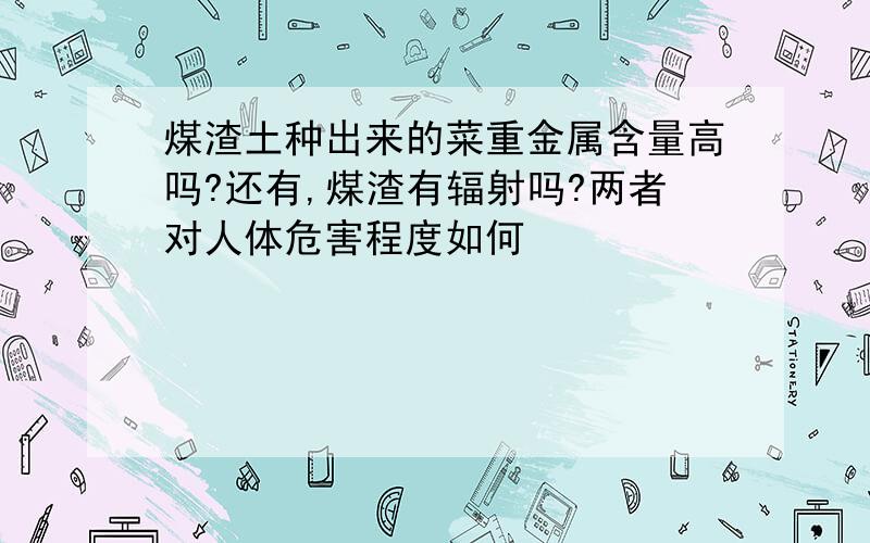 煤渣土种出来的菜重金属含量高吗?还有,煤渣有辐射吗?两者对人体危害程度如何